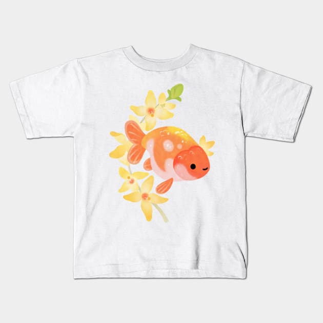 Ranchu and Forsythias 2 Kids T-Shirt by pikaole